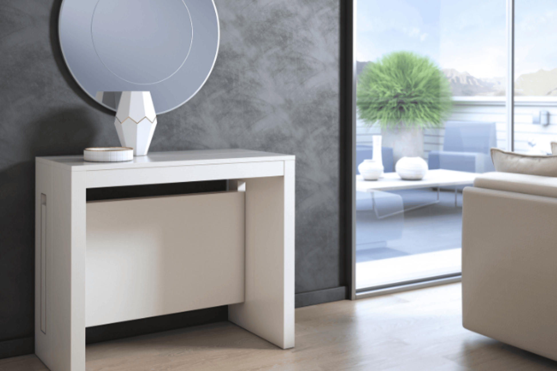 Manarola Expandable Console Table White Model TC-540B - Venini Furniture 