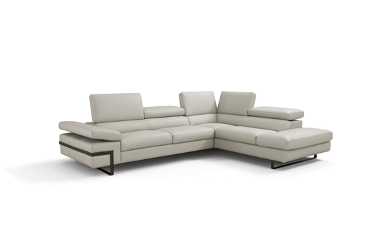 Rimini Italian Leather Sectional in Light Grey - Venini Furniture 