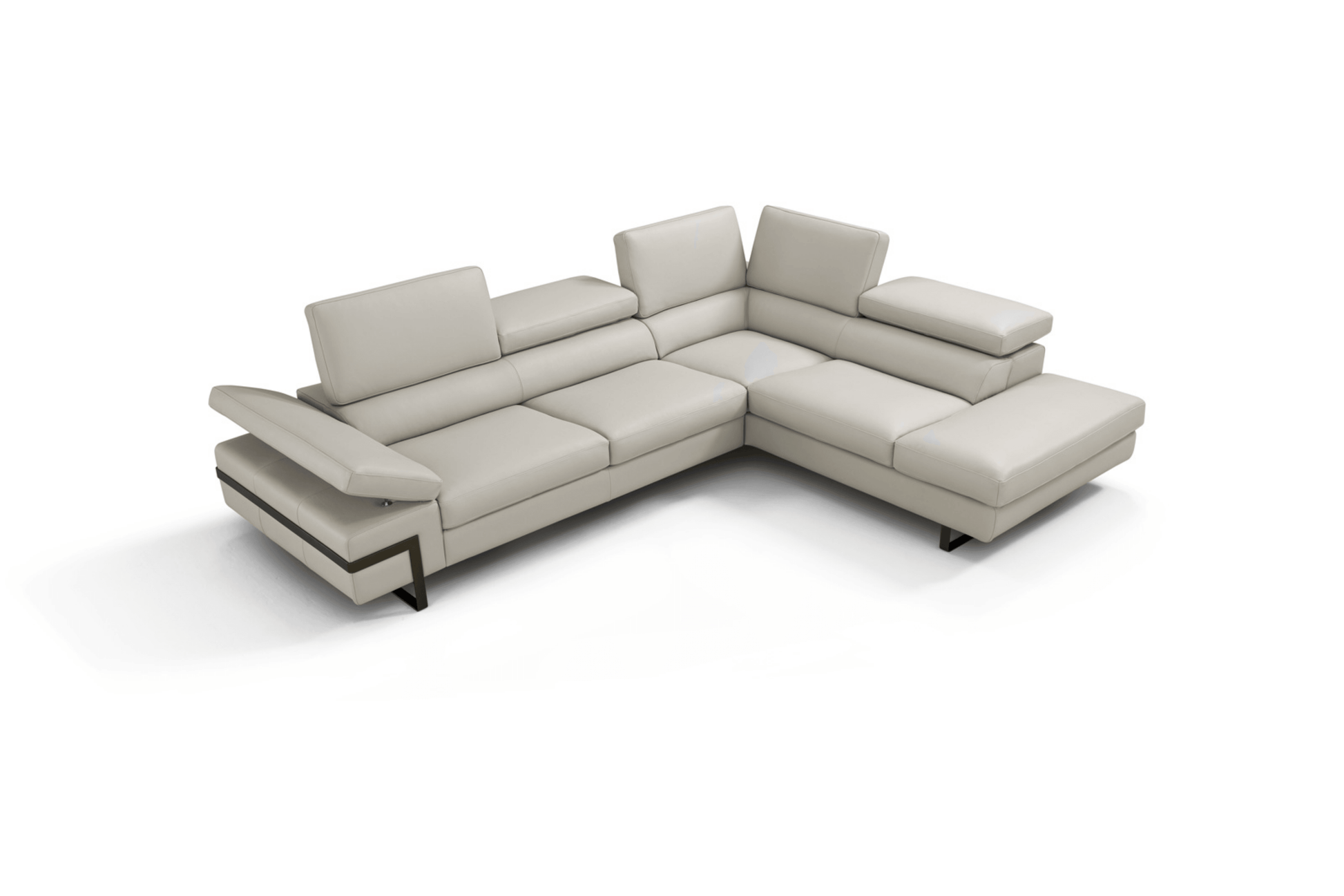 Rimini Italian Leather Sectional in Light Grey - Venini Furniture 