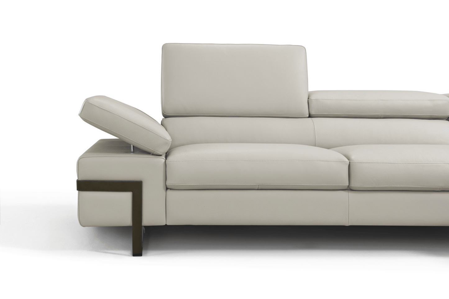 Rimini Italian Leather Sectional in Light Grey - Venini Furniture 