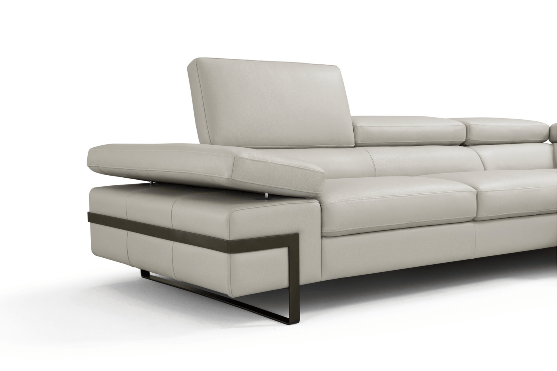 Rimini Italian Leather Sectional in Light Grey - Venini Furniture 