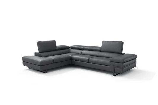 Rimini Italian Leather Sectional in Dark Grey - Venini Furniture 