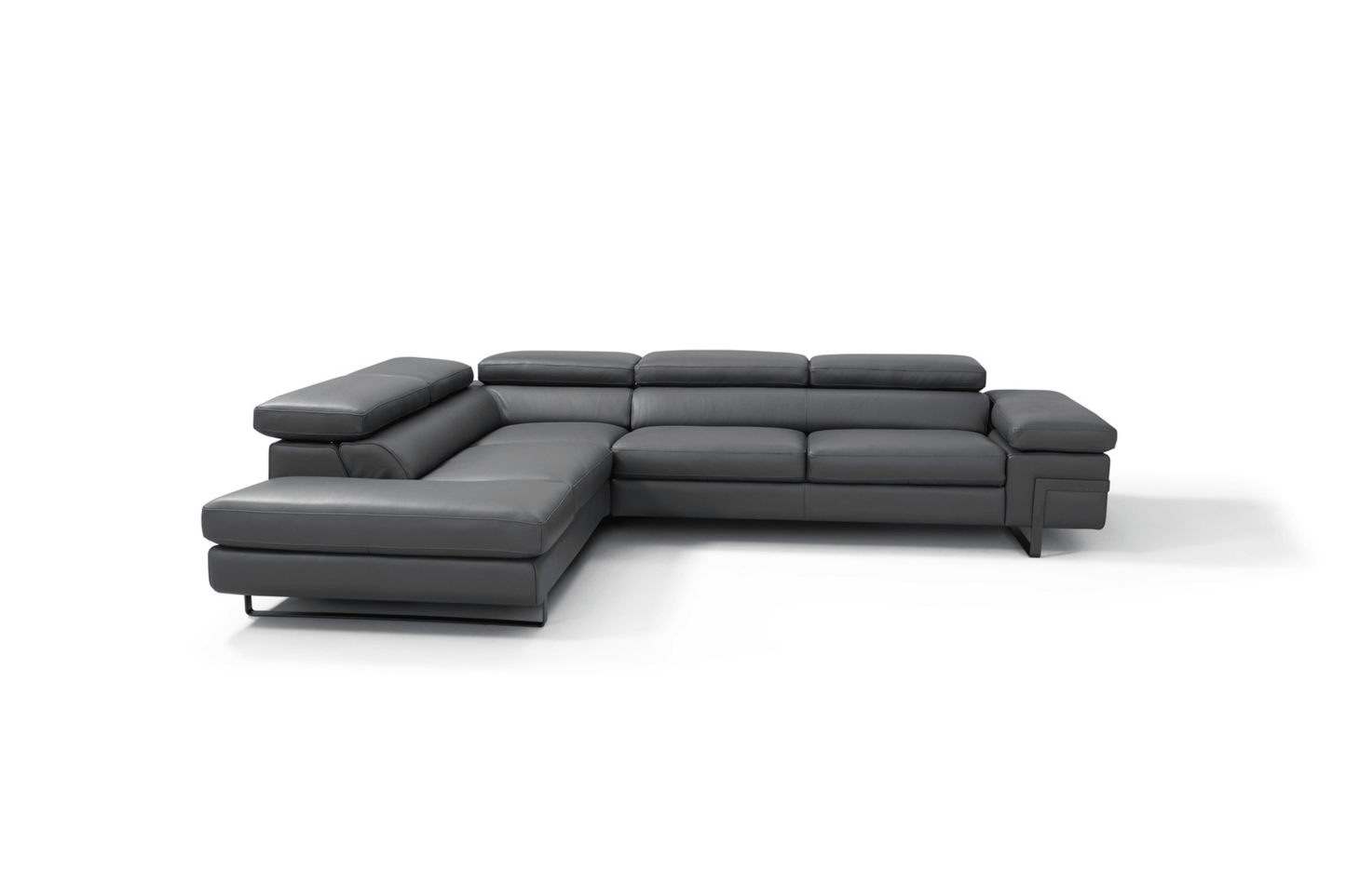 Rimini Italian Leather Sectional in Dark Grey - Venini Furniture 