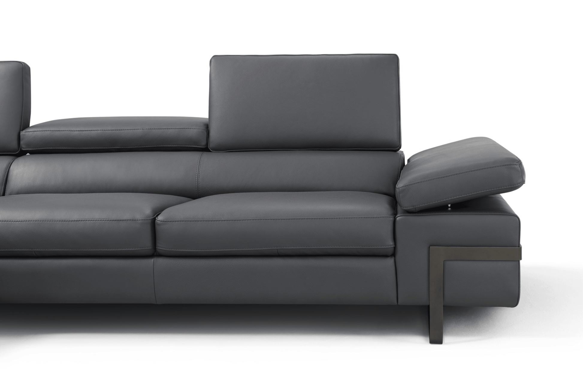 Rimini Italian Leather Sectional in Dark Grey - Venini Furniture 