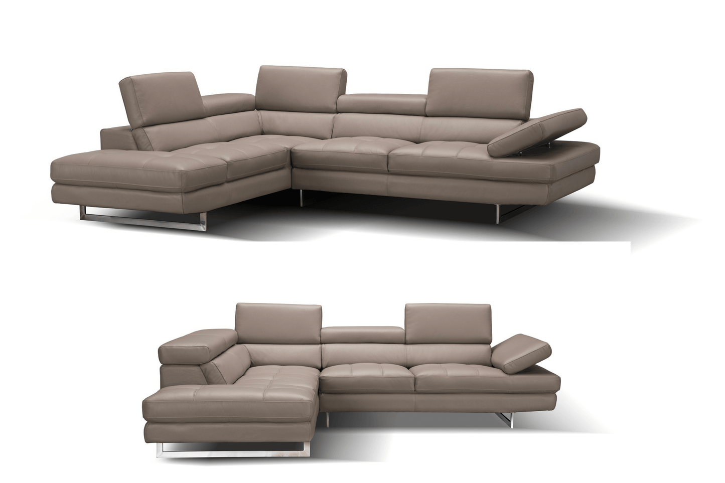 A761 Italian Leather Sectional in Peanut - Venini Furniture 