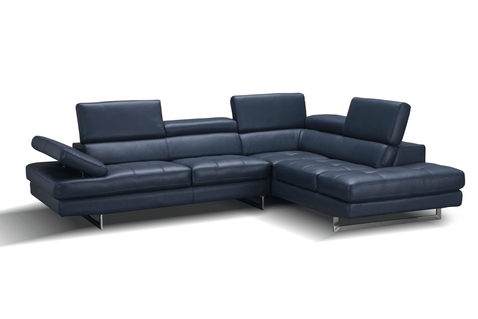 A761 Italian Leather Sectional in Blue - Venini Furniture 