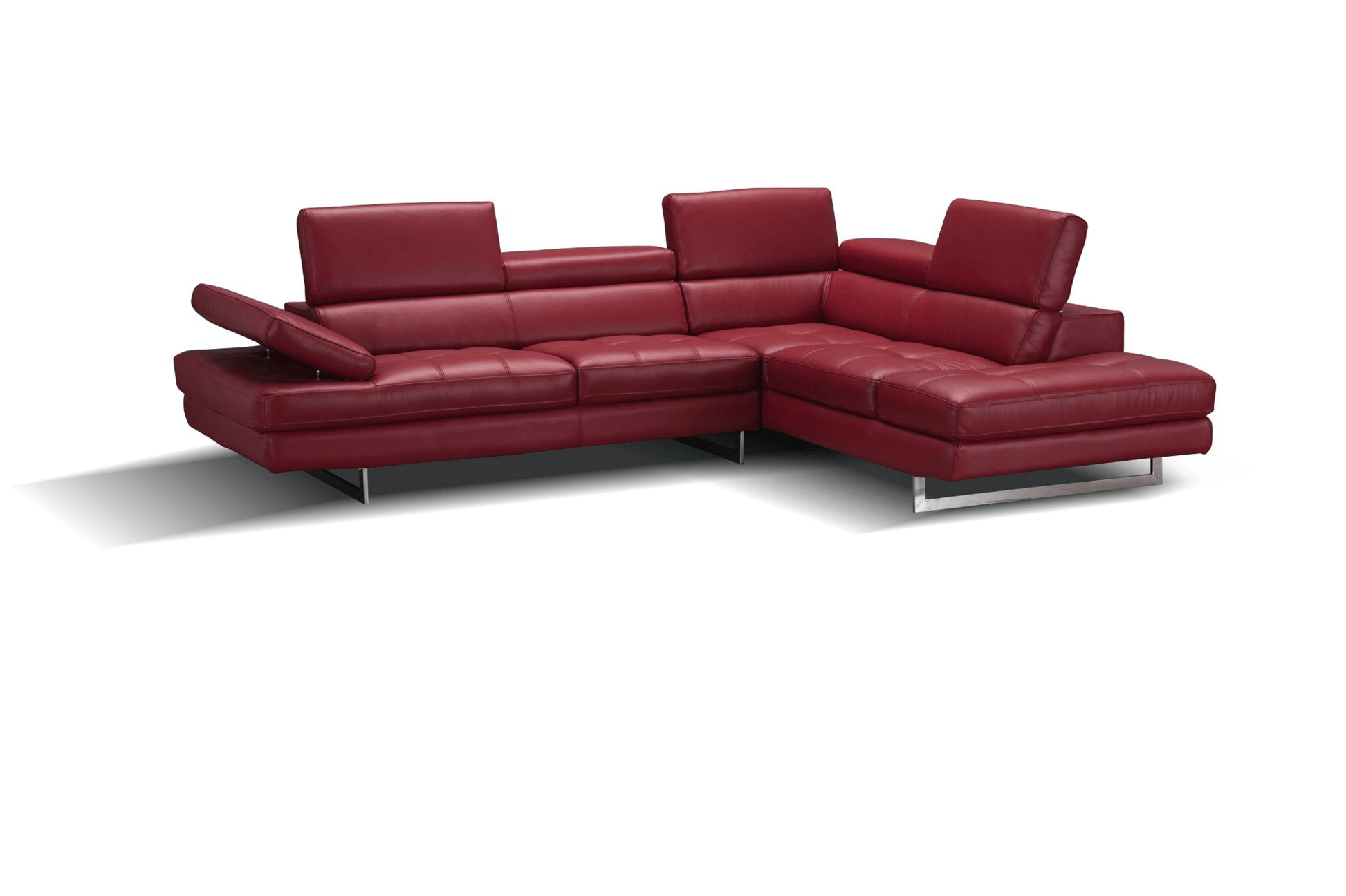 A761 Italian Leather Sectional in Red - Venini Furniture 