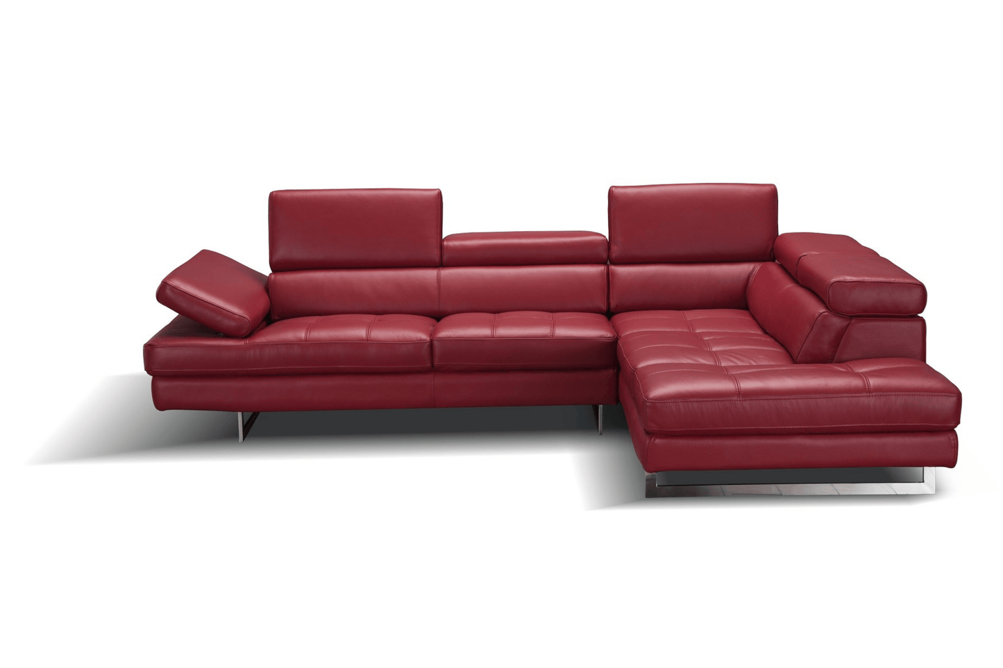 A761 Italian Leather Sectional in Red - Venini Furniture 