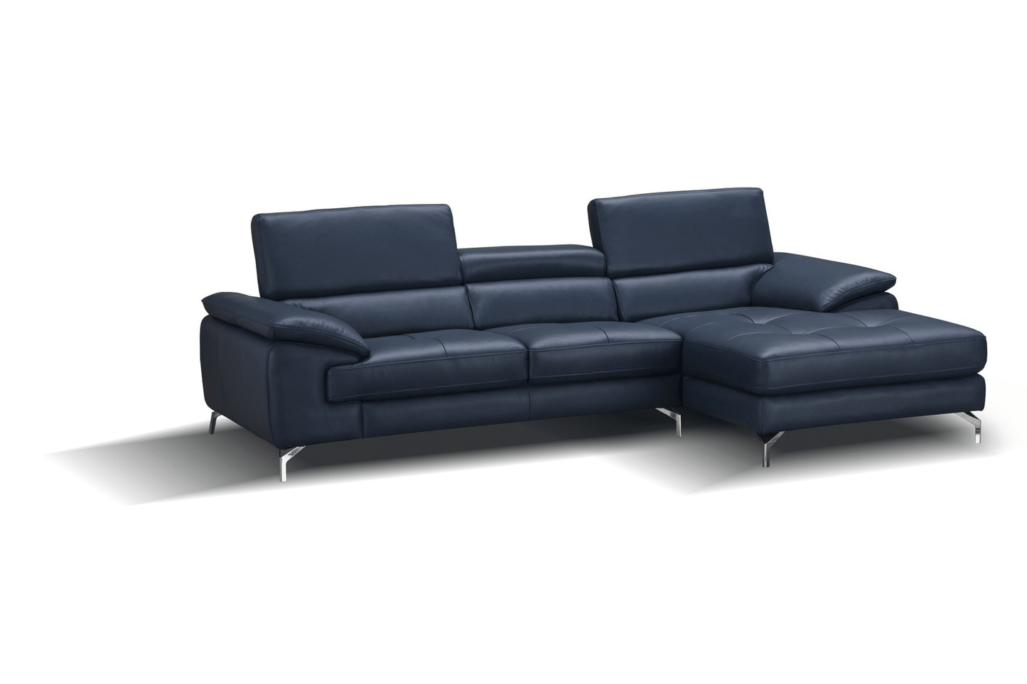 A973b Premium Leather Sectional in Blue - Venini Furniture 