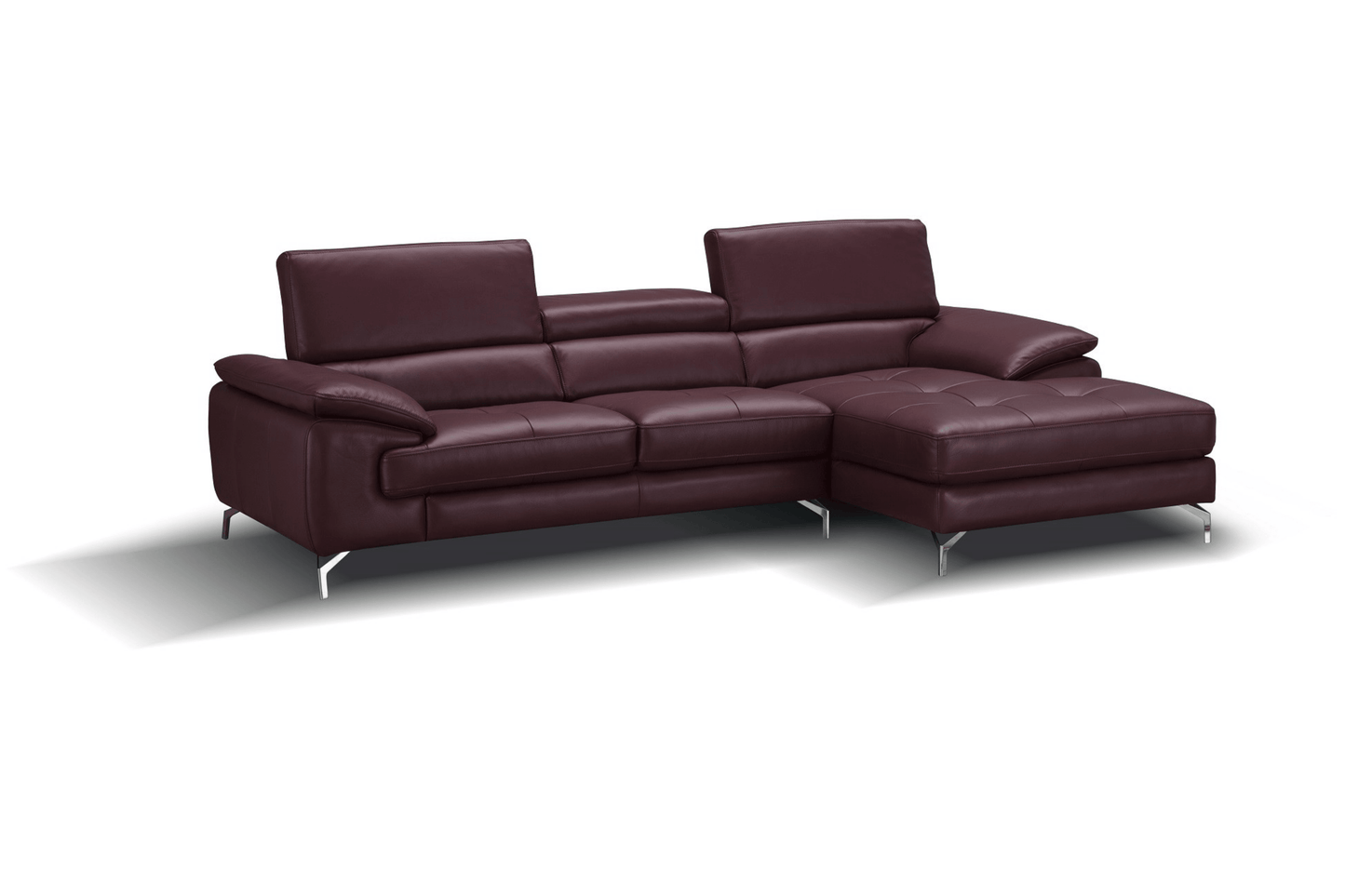 A973b Premium Leather Sectional in Maroon - Venini Furniture 