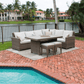 Spanish Wells 3 PC Sectional Set w/tan cushions SKU: PRP-5001-DFT-3PS - Venini Furniture 