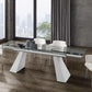 extendable dining table in clear temp