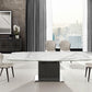 Olivia motorized dining table with dark gray oak base. - Venini Furniture 