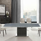 Olivia motorized dining table with dark gray oak base. - Venini Furniture 