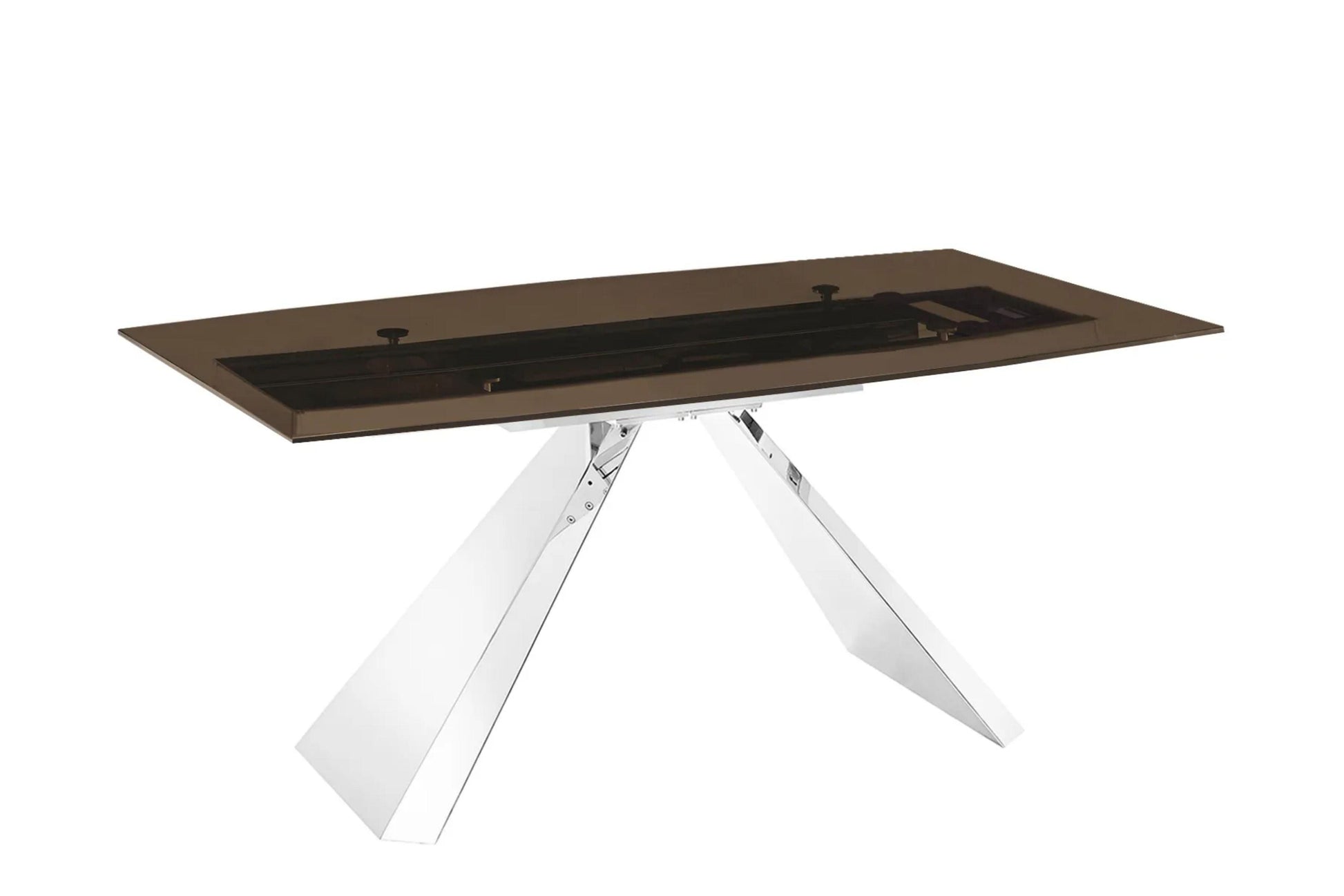 Stanza Dining Table with Polished Stainless Steel Model TC-MT04 - Venini Furniture 