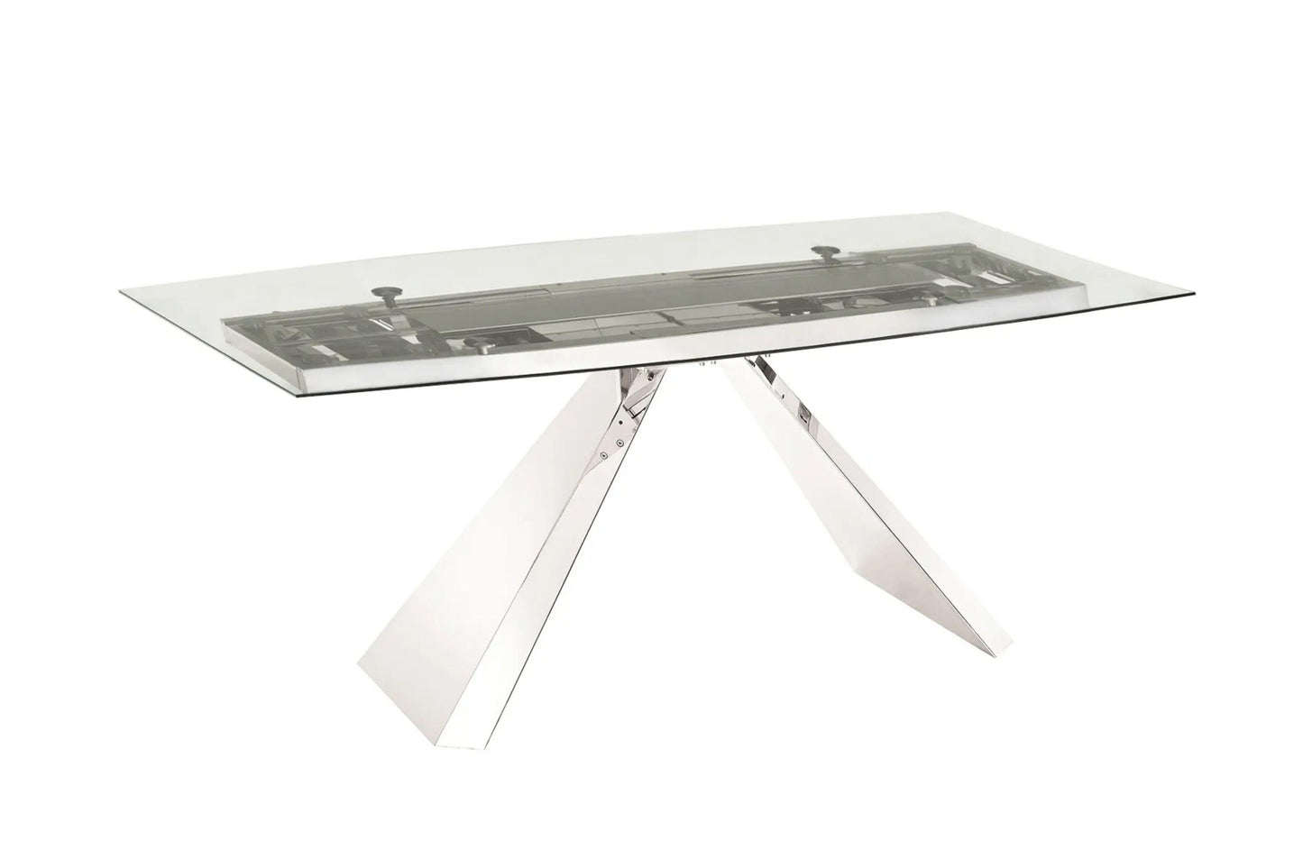 Stanza Dining Table with Polished Stainless Steel Model TC-MT04 - Venini Furniture 