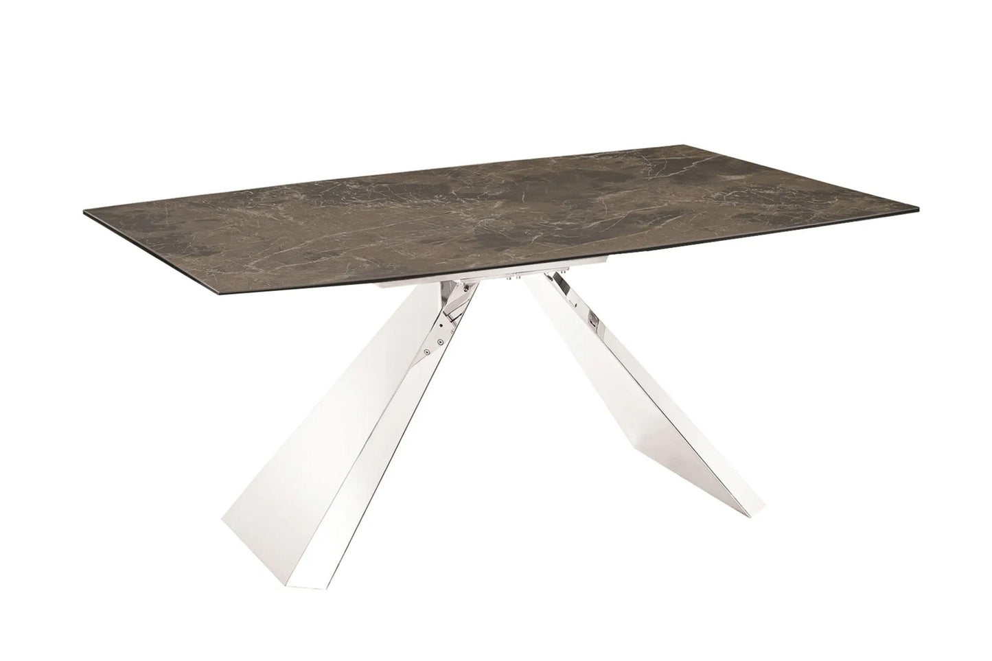 Stanza Dining Table with Polished Stainless Steel Model TC-MT04 - Venini Furniture 