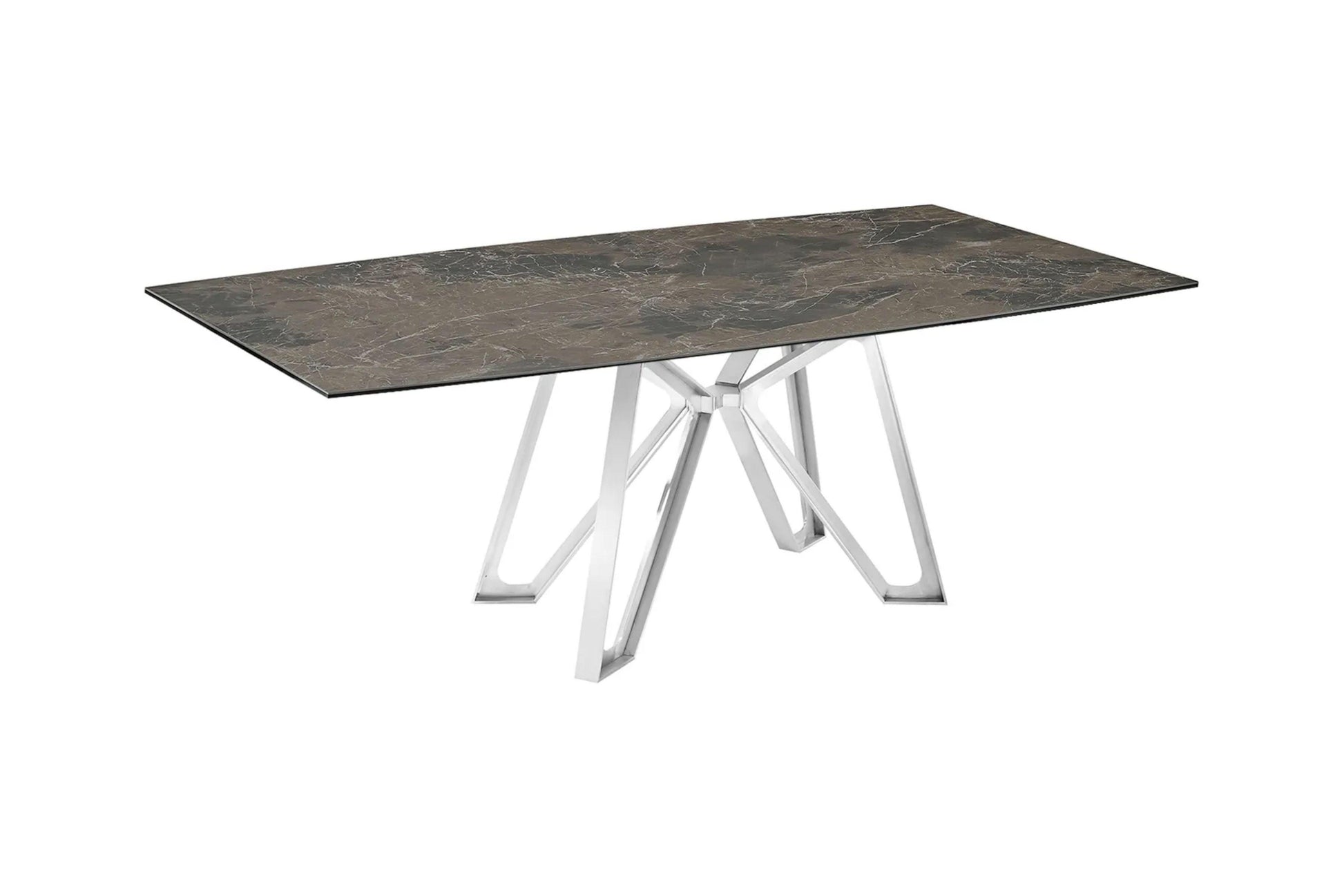 Dcota Dining Table With Brushed Stainless Steel - Venini Furniture 