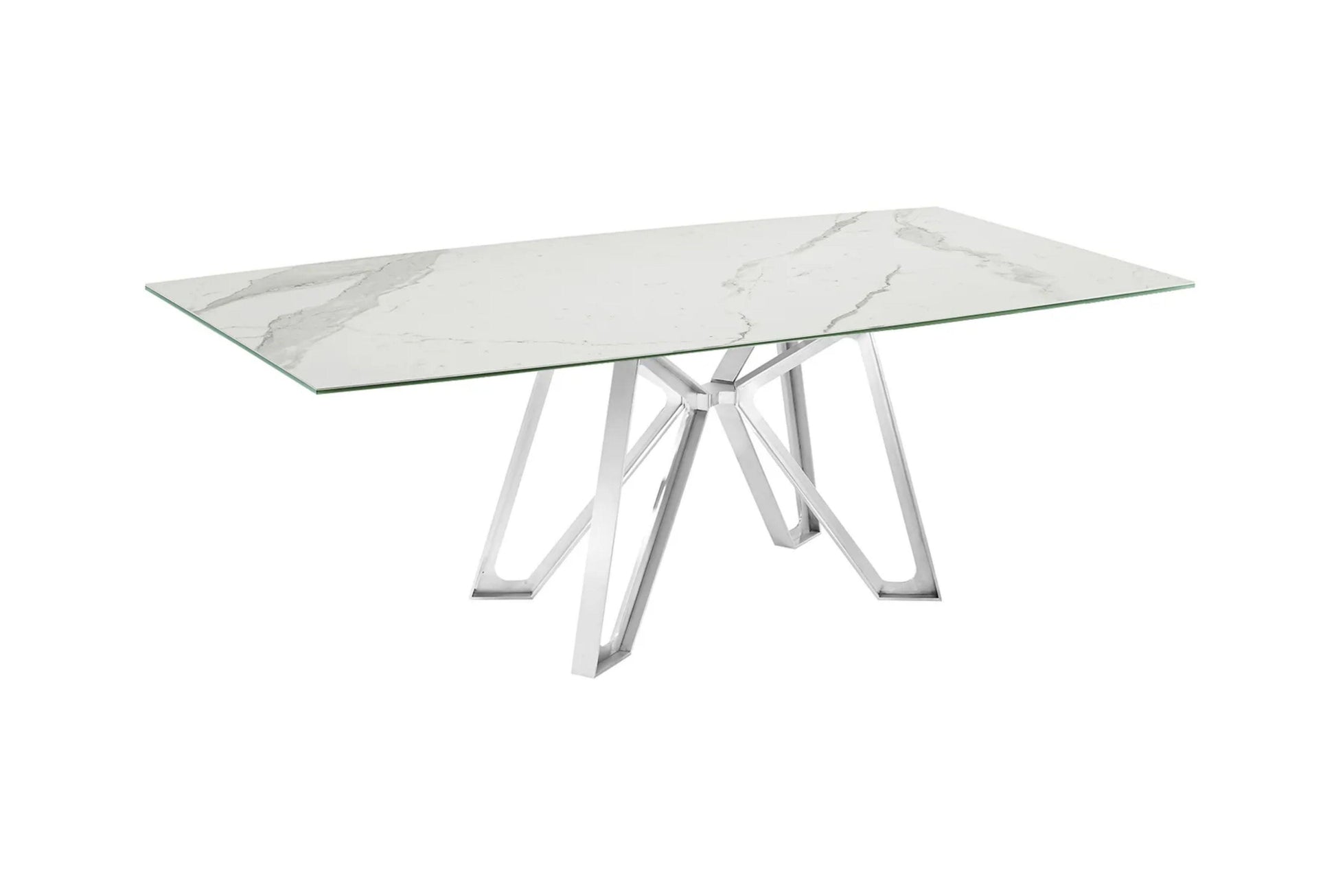 Dcota Dining Table With Brushed Stainless Steel - Venini Furniture 