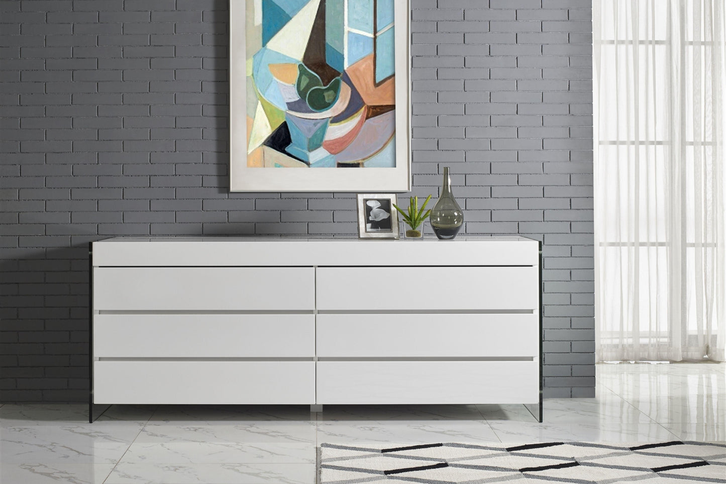 IL Vetro Dresser White Model CB-111-D-WH - Venini Furniture 