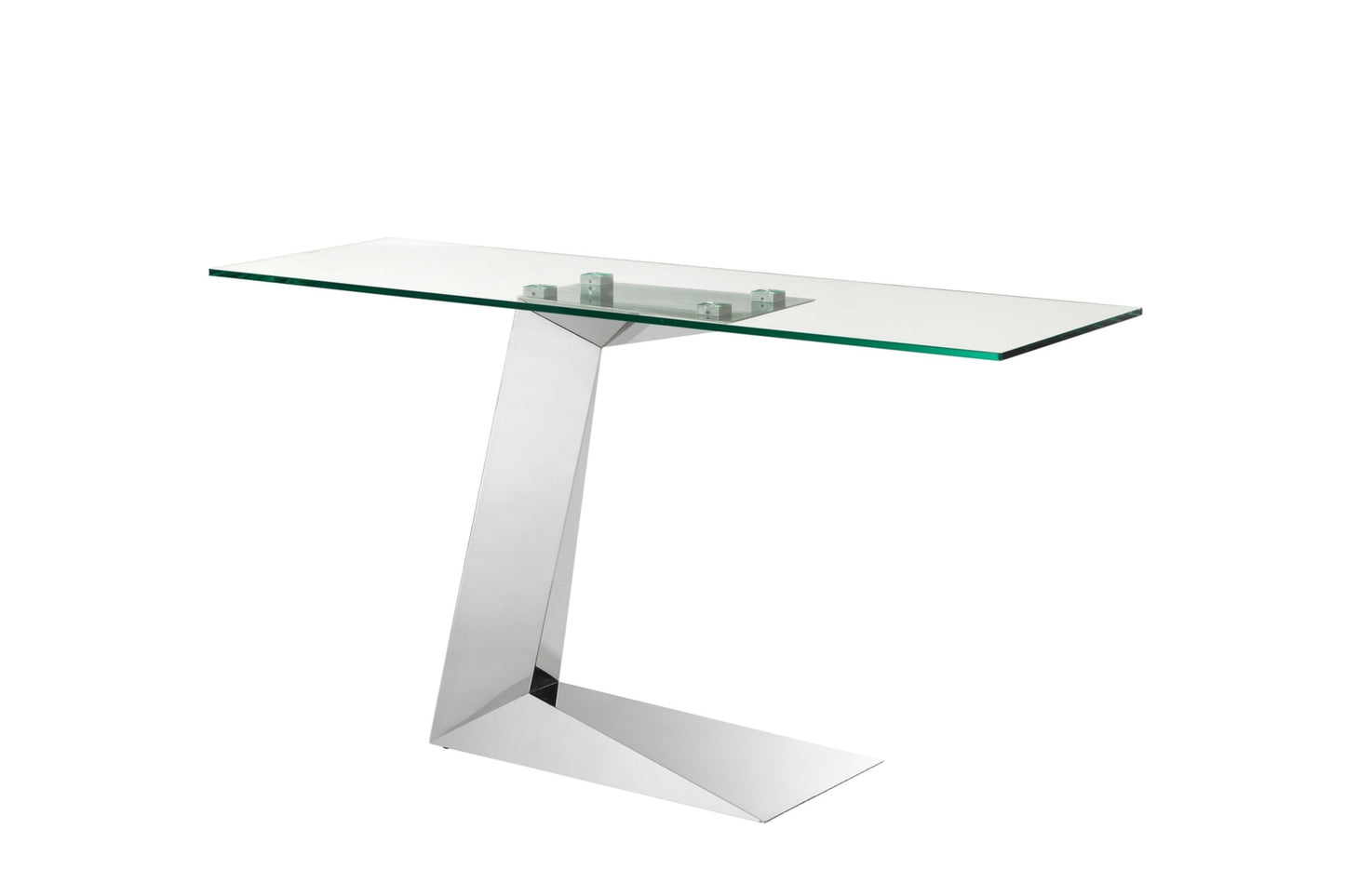 console table in clear bent glass