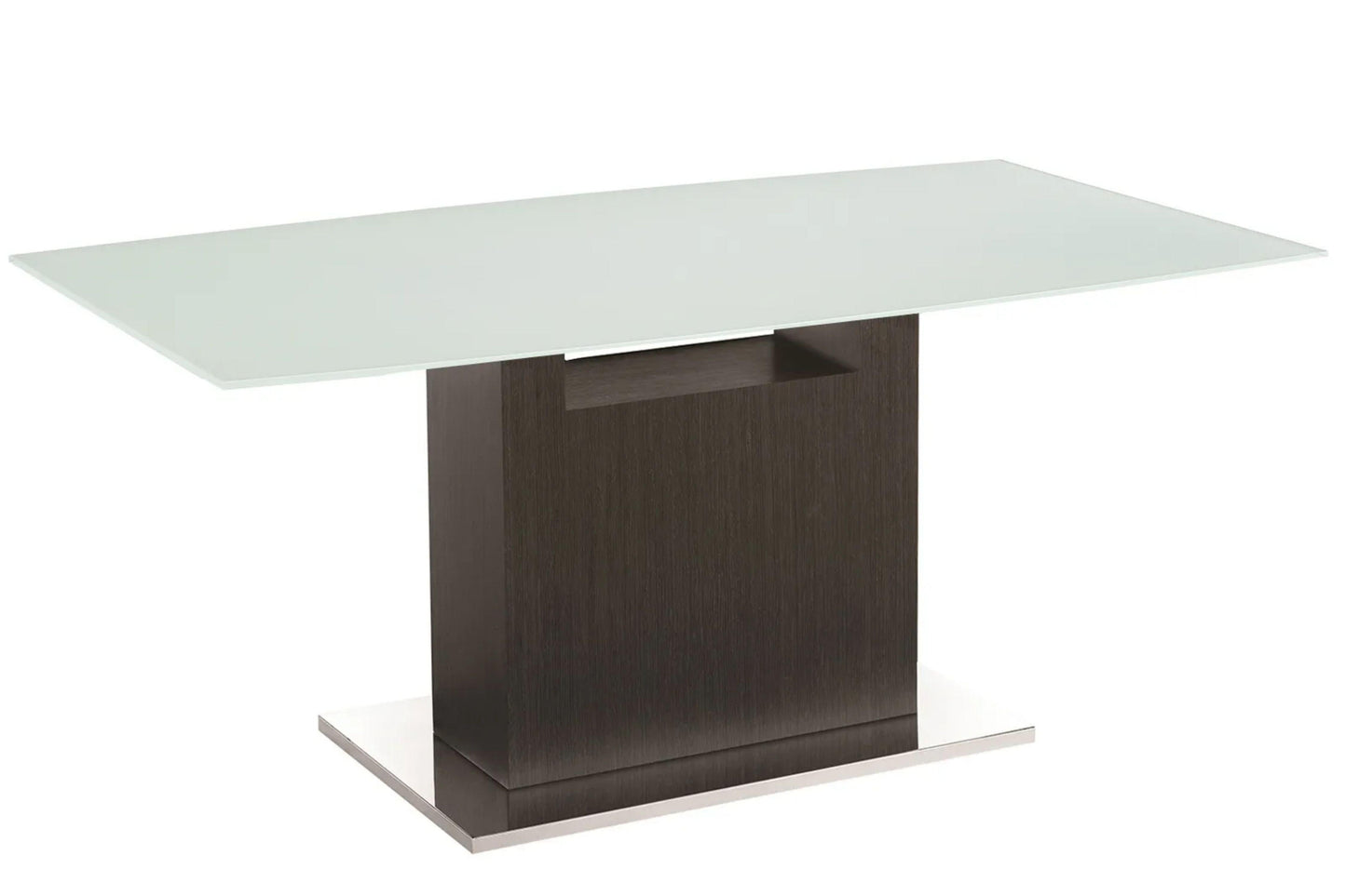 Olivia motorized dining table with dark gray oak base. - Venini Furniture 