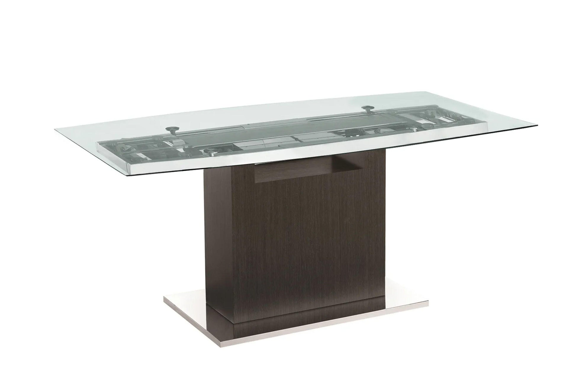 Olivia motorized dining table with dark gray oak base. - Venini Furniture 