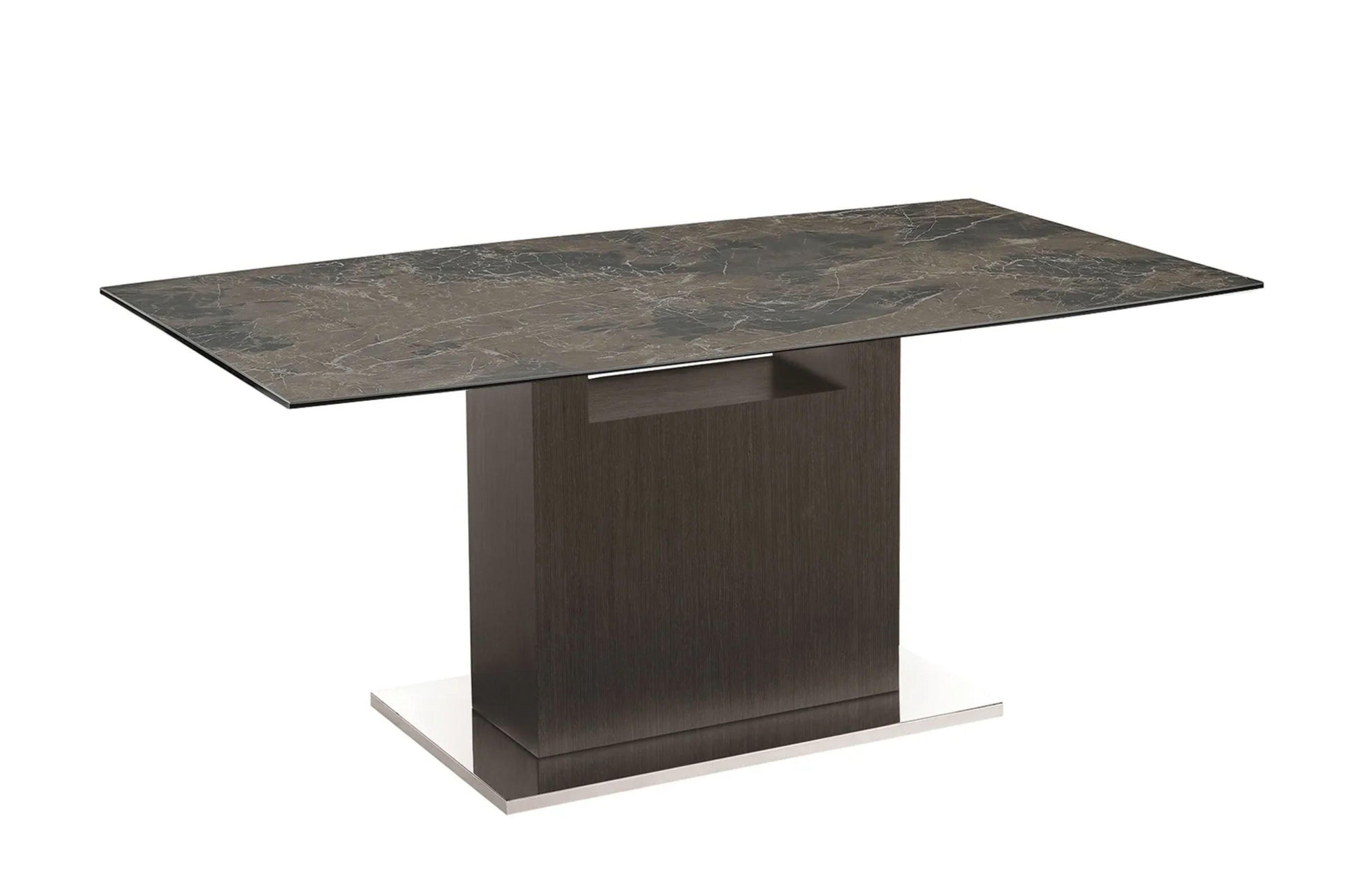 Olivia motorized dining table with dark gray oak base. - Venini Furniture 