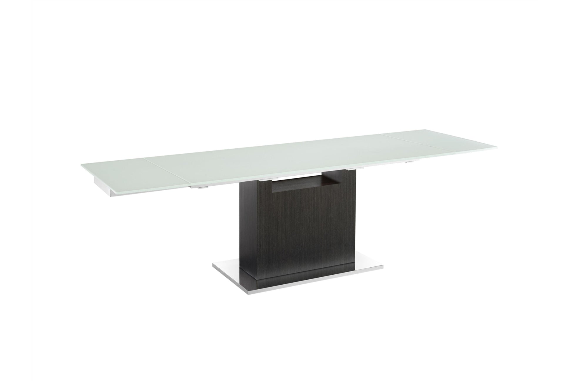 Olivia motorized dining table with dark gray oak base. - Venini Furniture 