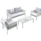 Santa Monica 4 PC Seating Set w/grey cushions SKU: PJO-3701-WHT-4PC - Venini Furniture 