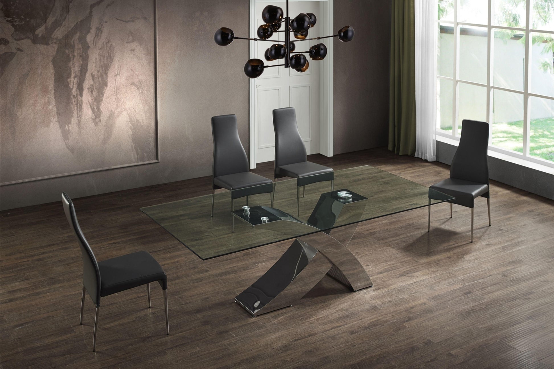 Geneva Dining Table Polished Steel Model CB-T034 - Venini Furniture 