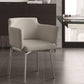 arm dining chair in white pu with swivel polished stainless steel