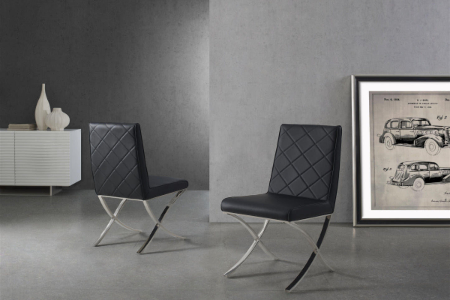 dining chair in black or white pu-leather