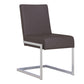 dining chair in dark brown pu-leather with stainless steel base