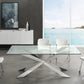 dining table in clear glass with polished stainless steel