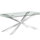 dining table in clear glass with polished stainless steel