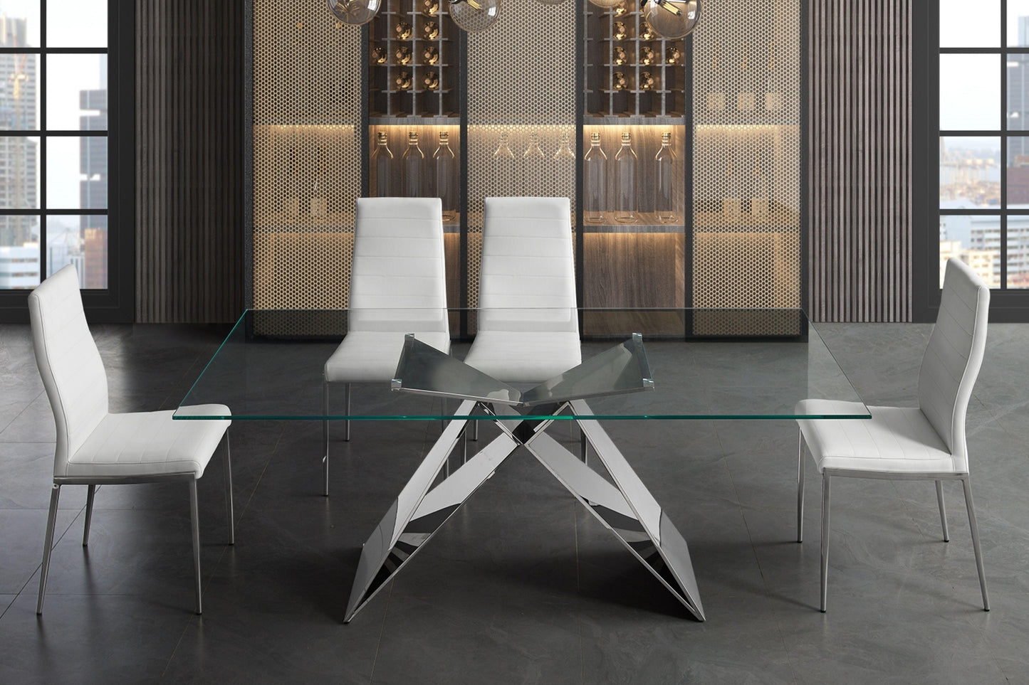 dining table in clear glass